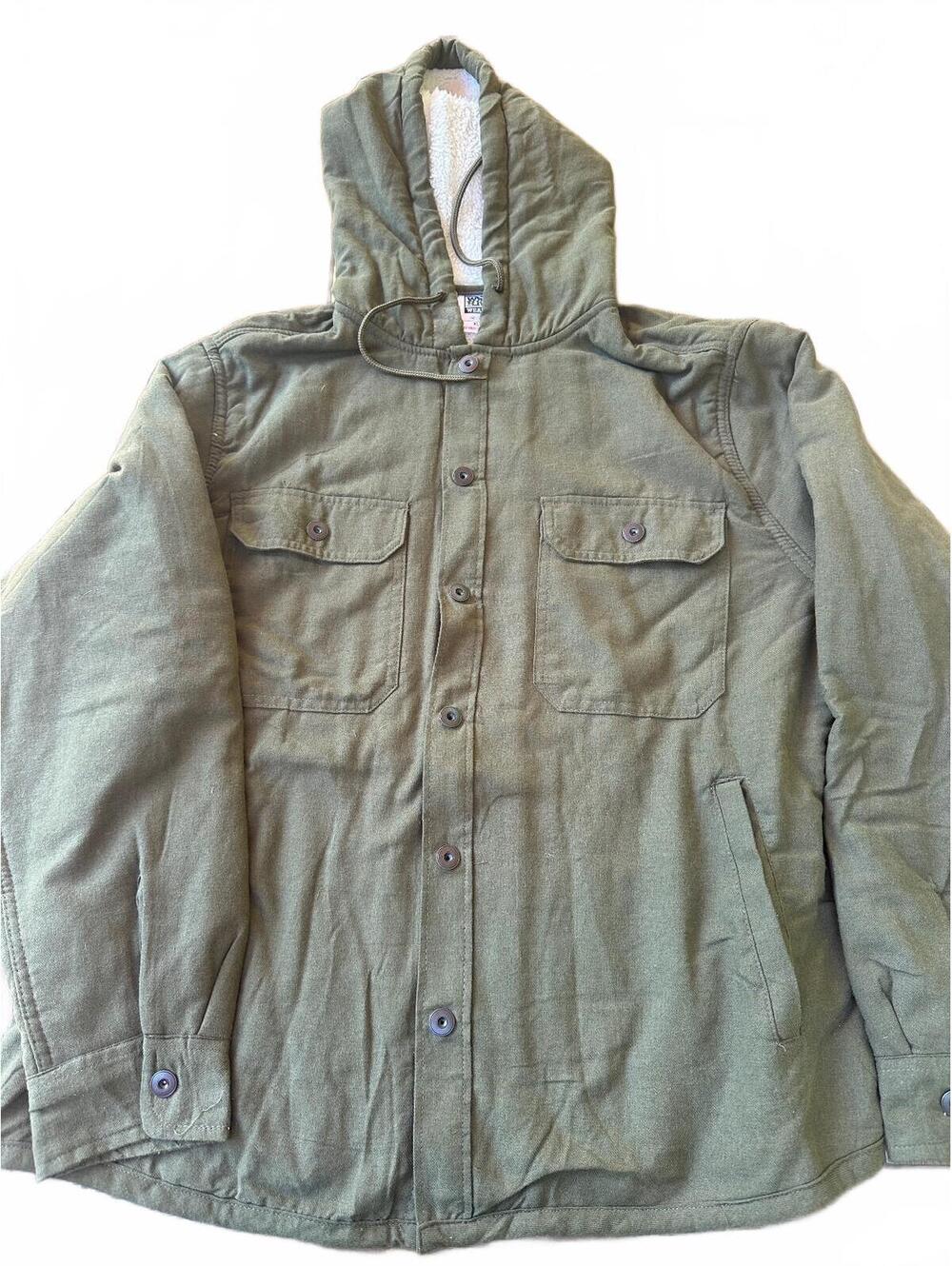 WQRK Wear XL Green Sherpa Lined Hooded Work Jacket